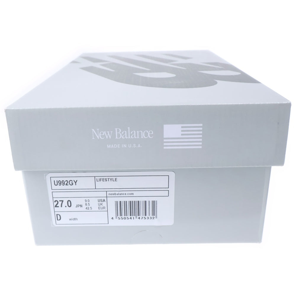 New Balance(ニューバランス) 992 Made in USA スエード メッシュ ロゴ ローカットスニーカー グレー US9/27cm U992GY