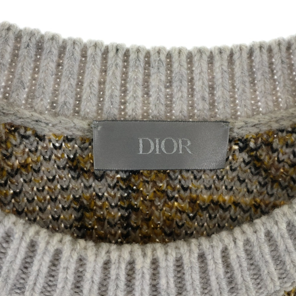 DIOR(ディオール) 21AW Oblique Wool Knit Sweater 193M638AT393 オブリーク クルーネック長袖ウールニットセーター グレー