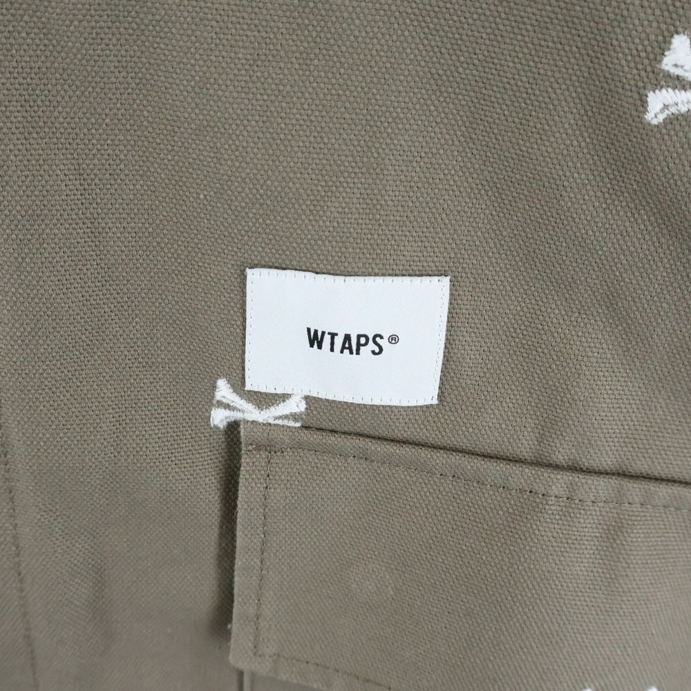 WTAPS(ダブルタップス) 22SS JUNGLE 01 LS/COTTON OXFORD TEXTILE クロス ボーン刺繍 ジャングル オックスフォード ミリタリー シャツ ジャケット ブラウン 221WVDT-SHM02