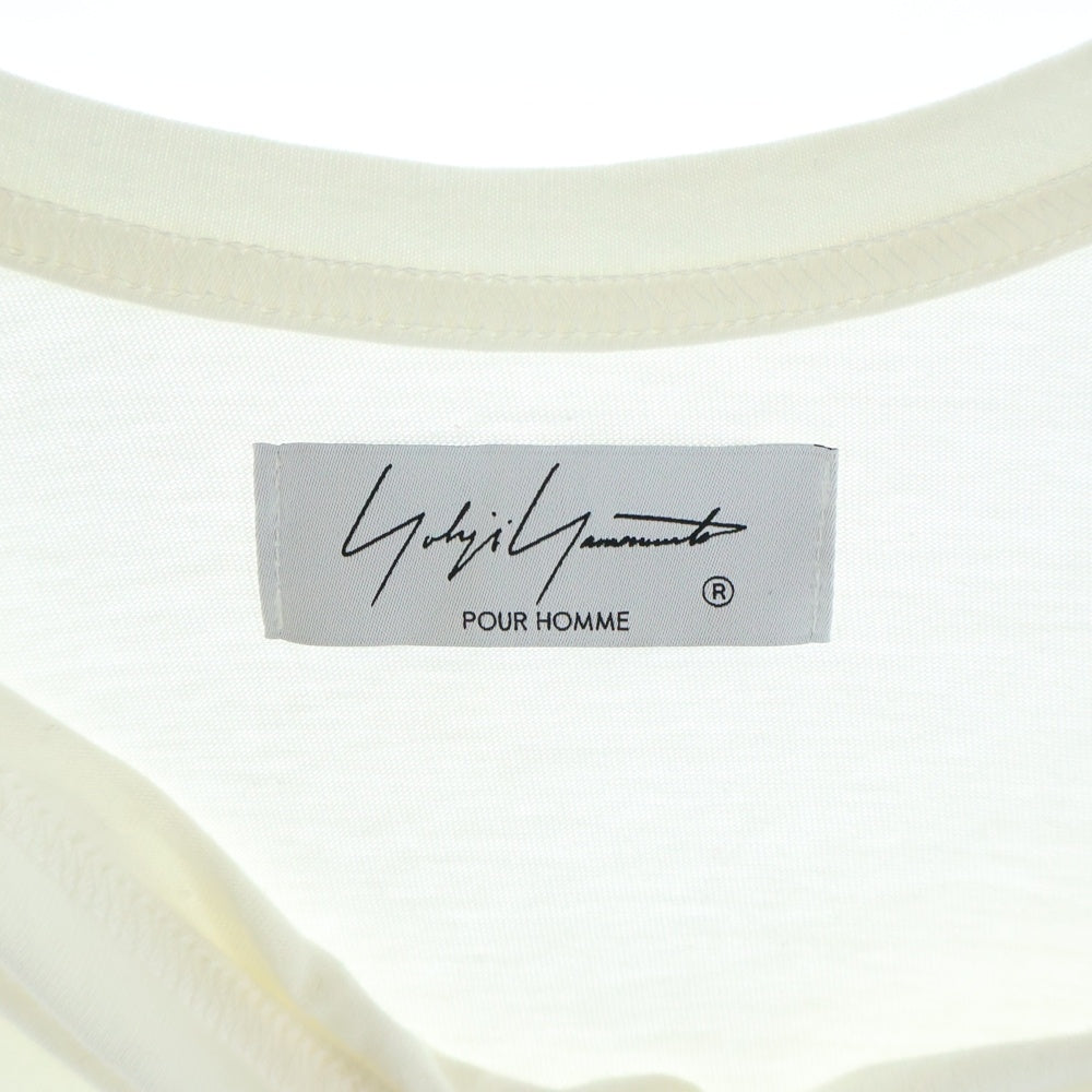 Yohji Yamamoto POUR HOMME(ヨウジヤマモト プールオム) アシンメトリー ベルトデザイン クルーネックTシャツカットソー ノースリーブ ホワイト HG-T14-988