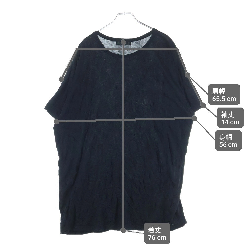 Yohji Yamamoto POUR HOMME(ヨウジヤマモト プールオム) 20SS シワ加工 クルーネック半袖Tシャツカットソー ブラック HN-T87-889