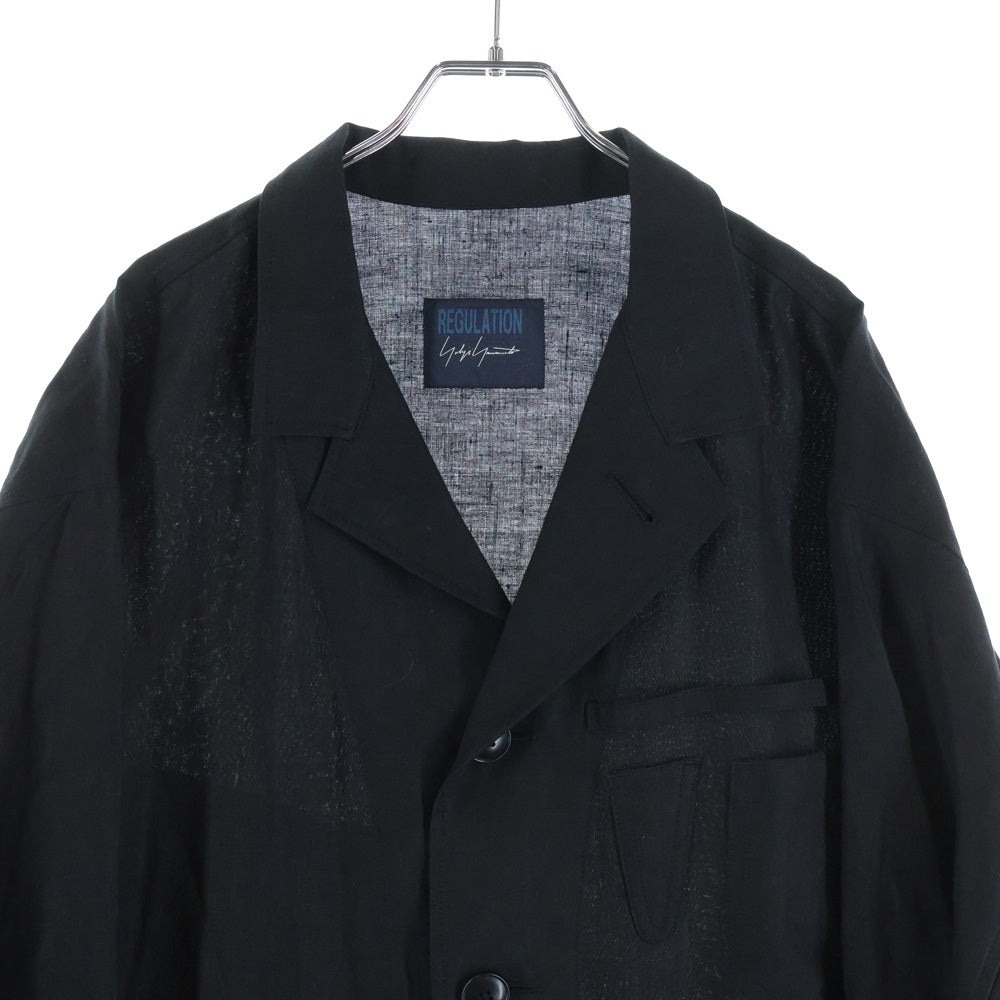 YOHJI YAMAMOTO REGULATION(ヨウジヤマモト レギュレーション) Hemp Atelier Coat ヘンプアトリエコート ブラック FQ-C53-300