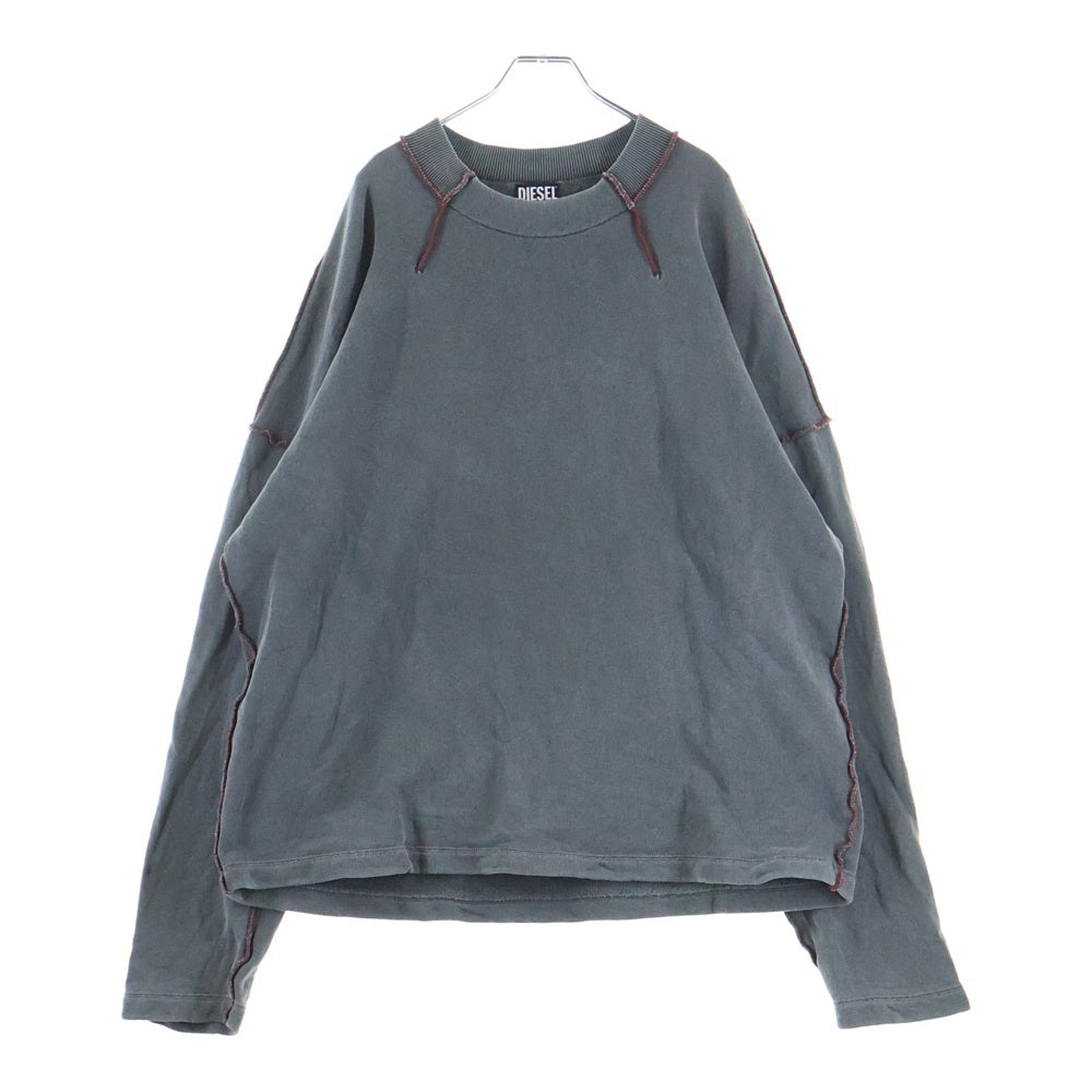 DIESEL(ディーゼル) S-MOLOCK CREWNECK SWEAT エルボーロゴクルーネック長袖スウェットトレーナー グレー A06171