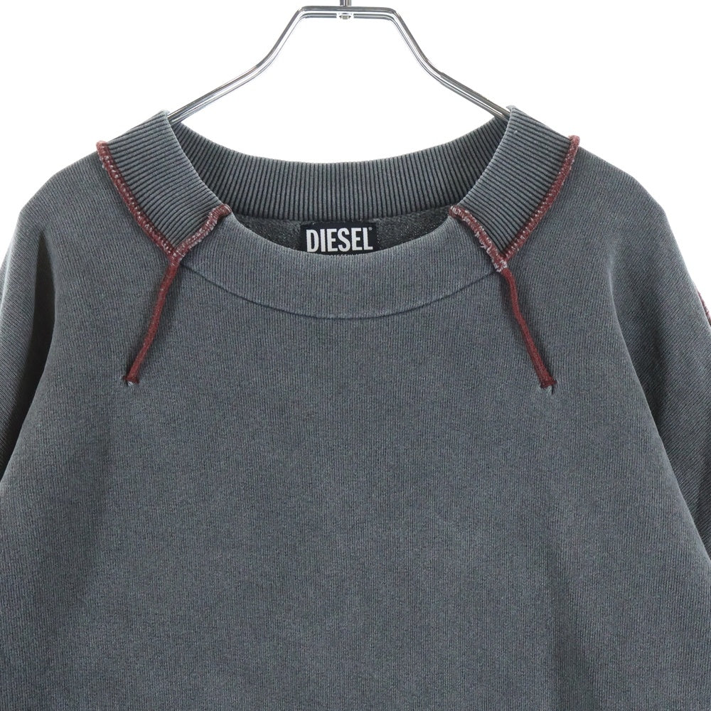 DIESEL(ディーゼル) S-MOLOCK CREWNECK SWEAT エルボーロゴクルーネック長袖スウェットトレーナー グレー A06171