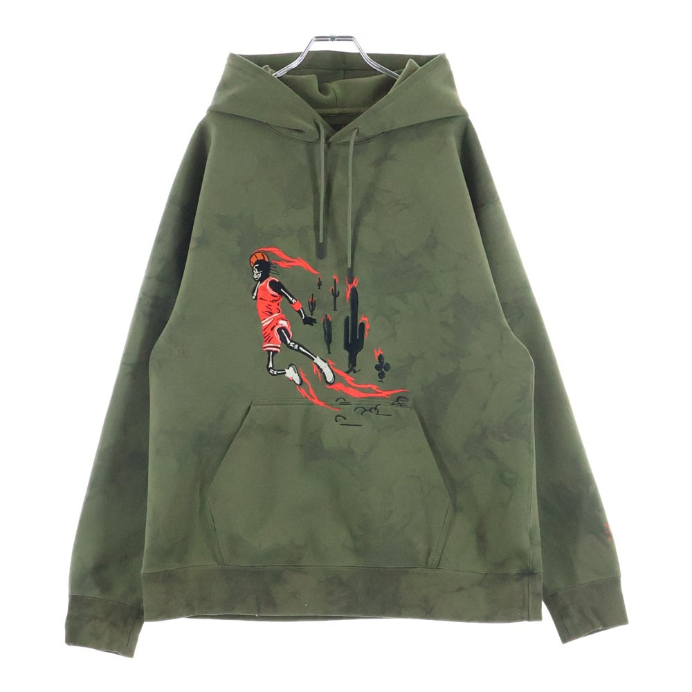 NIKE(ナイキ) ×TRAVIS SCOTT M J NRG TS WASH SUEDE PO CN3422-222 トラヴィススコット スウェード刺繍プルオーバーパーカー フーディ カーキ