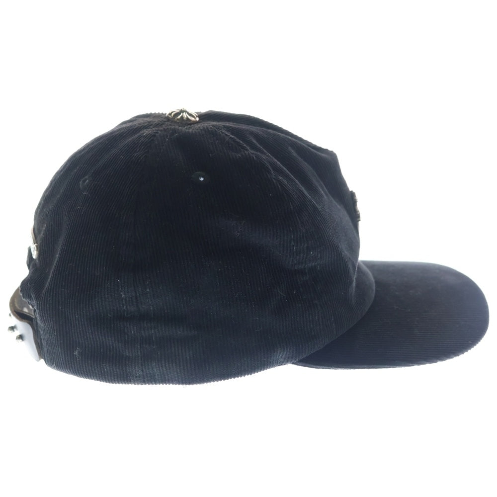 CHROME HEARTS(クロムハーツ) SLOUCHY 5 PANEL CAP ダガー装飾クロスボール付きスエードレザーキャップ 帽子 ブラック/シルバー