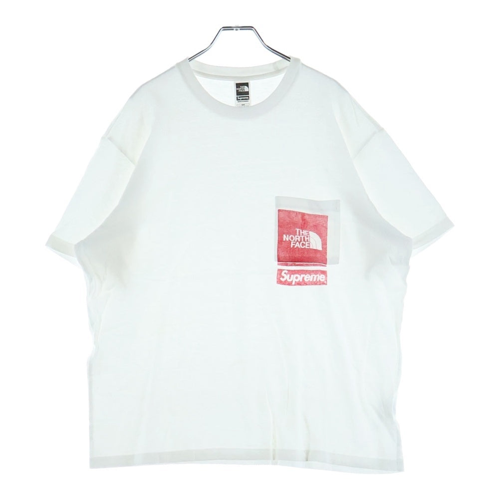 SUPREME(シュプリーム) 23SS ×THE NORTH FACE S/S ロゴプリント 胸ポケット 半袖カットソー ホワイト/レッド