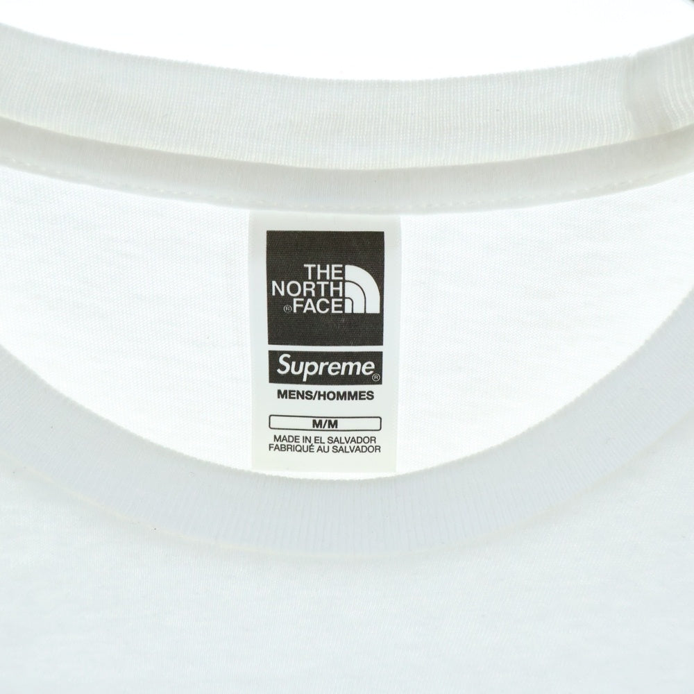 SUPREME(シュプリーム) 23SS ×THE NORTH FACE S/S ロゴプリント 胸ポケット 半袖カットソー ホワイト/レッド