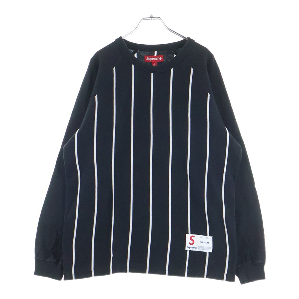 SUPREME(シュプリーム) 24AW STRIPE RAGLAN L/S TOP ストライプ ラグラン バッグプリント 長袖カットソー ブラック/ホワイト