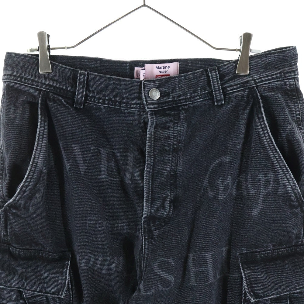 SUPREME(シュプリーム) 24AW ×MARTINE ROSE DENIM CARGO PANTS ウォッシュド加工 デニムカーゴパンツ ブラック
