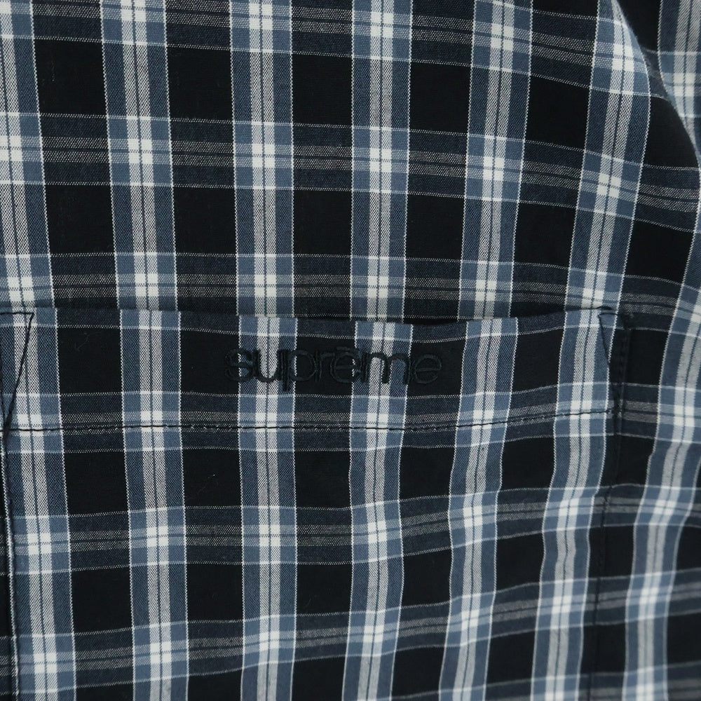 SUPREME(シュプリーム) 25SS MINI PLAID S/S SHIRT チェック柄 胸ポケット 半袖シャツ ブラック/ブルー