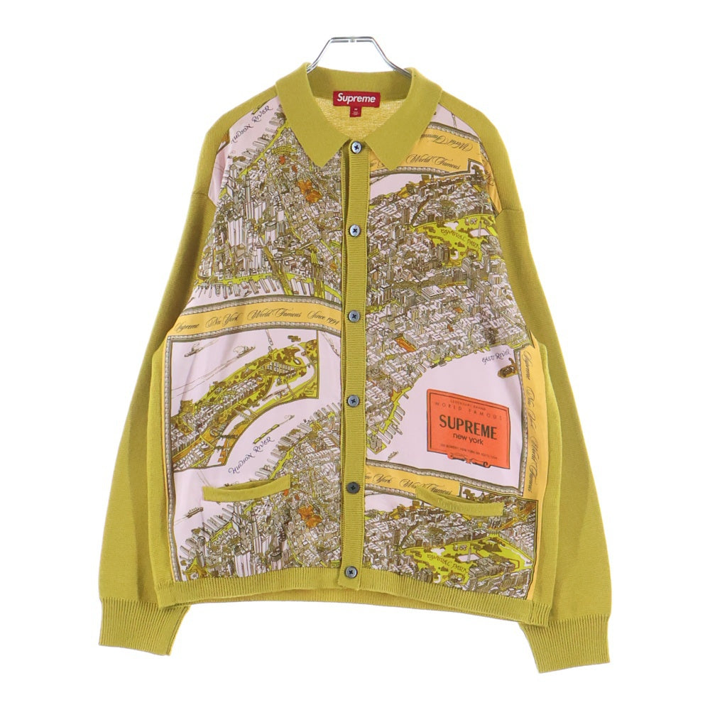 SUPREME(シュプリーム) 23AW SILK MAP CARDIGAN シルクマップカーディガン イエロー/ピンク