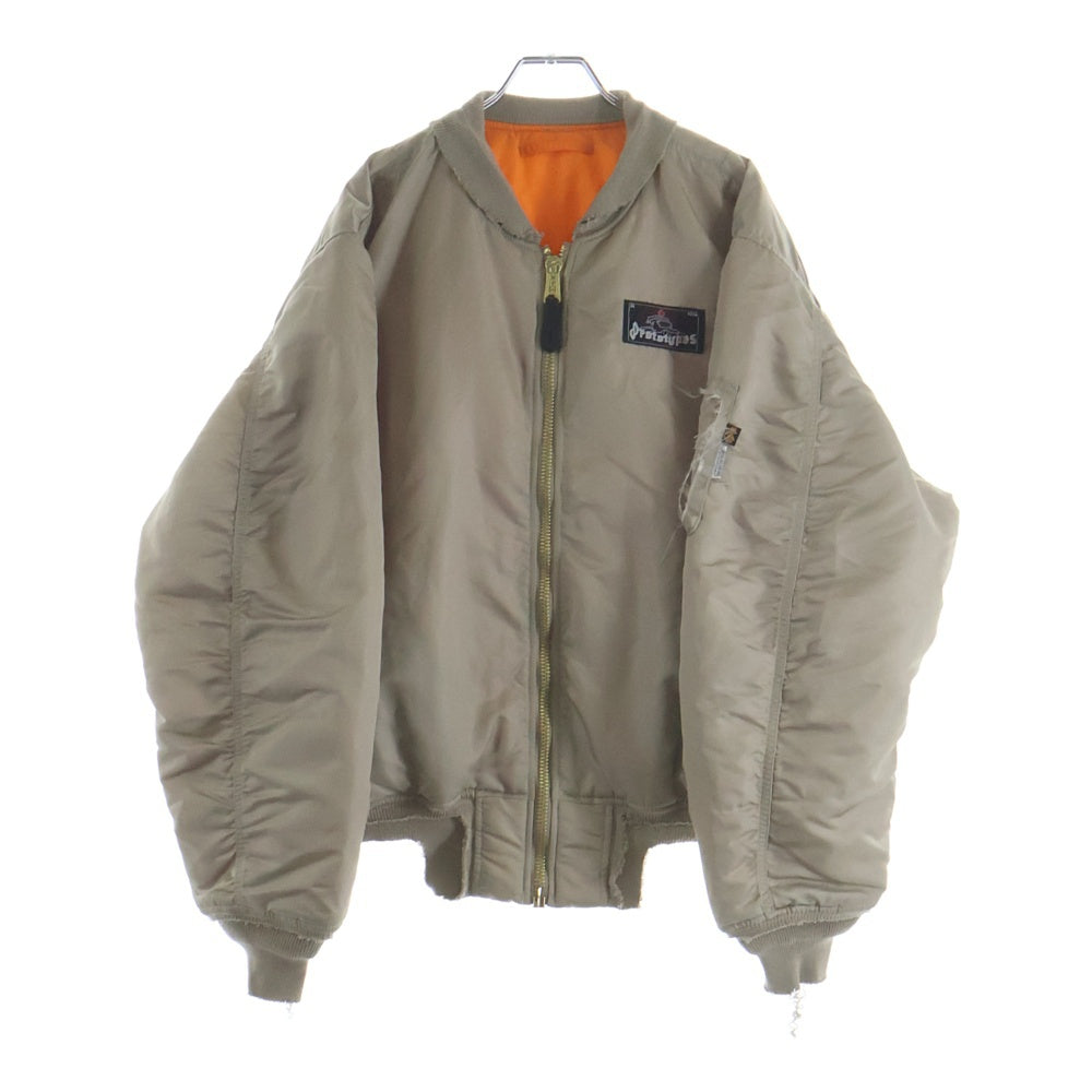 PROTOTYPES(プロトタイプス) 25AW NYLON BOMBER 32PT080W160USSD 32PT080W160USSD バックスプレーロゴ ジップアップボンバージャケット MA-1 ブルゾンジャケット ベージュ