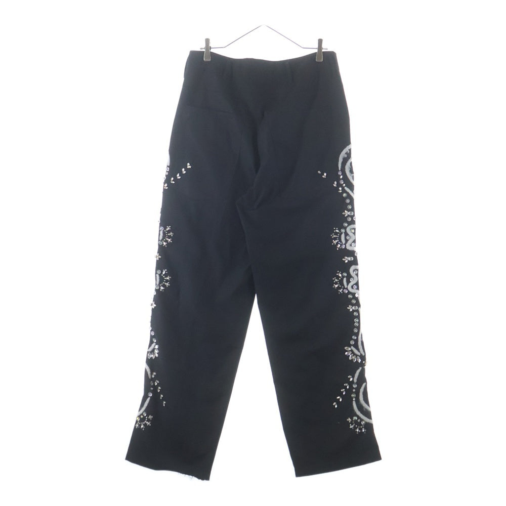 BLUEMARBLE(ブルーマーブル) Embroidered Pants In Wool フロントスタッズデザイン ウールスラックス ブラック