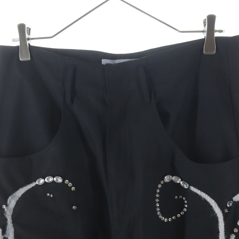 BLUEMARBLE(ブルーマーブル) Embroidered Pants In Wool フロントスタッズデザイン ウールスラックス ブラック