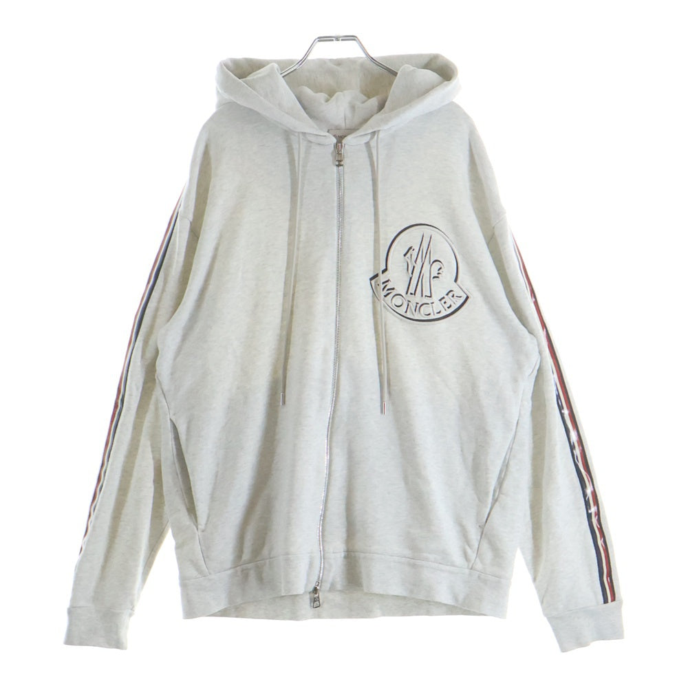 MONCLER(モンクレール) MAGLIA CON CAPPUCCIO ビッグロゴ刺繍ダブルジップパーカー グレー G10918G7C210 809LA