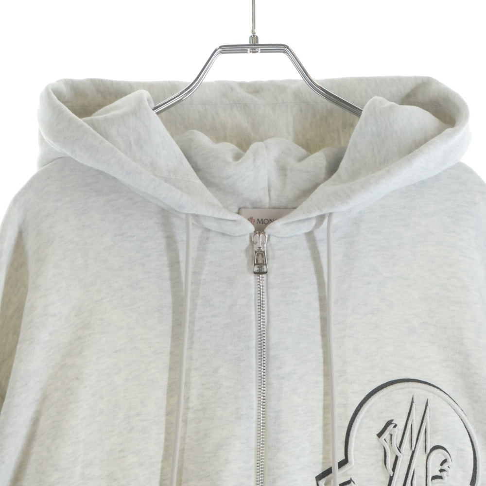 MONCLER(モンクレール) MAGLIA CON CAPPUCCIO ビッグロゴ刺繍ダブルジップパーカー グレー G10918G7C210 809LA