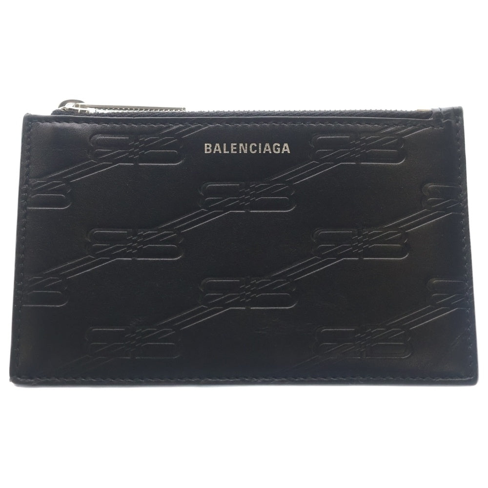 BALENCIAGA(バレンシアガ) EMBOSSED MONOGRAM COIN CASE 717784 エンボス加工 BBモノグラム フラグメントケース カードケース コインケース 小銭入れ ブラック