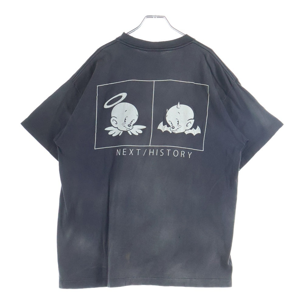 SAINT MICHAEL(セントマイケル) 24SS ヴィンテージ加工 Baaプリント クルーネック半袖トTシャツカットソー ブラック SM-YS8-0000-005