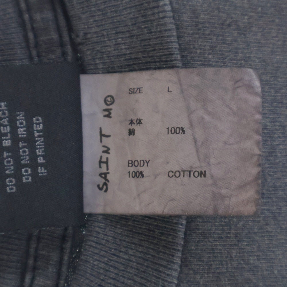 SAINT MICHAEL(セントマイケル) 24SS ヴィンテージ加工 Baaプリント クルーネック半袖トTシャツカットソー ブラック SM-YS8-0000-005