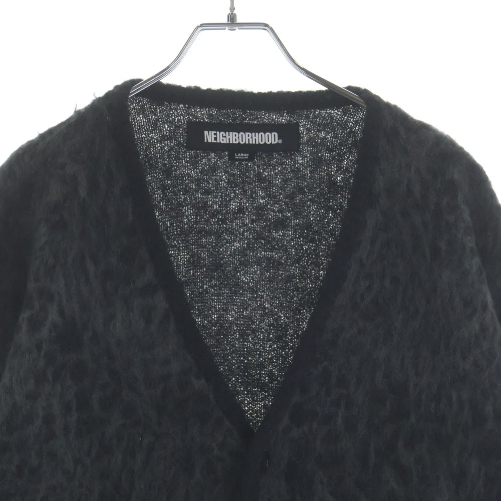 NEIGHBORHOOD(ネイバーフッド) 2AW MOHAIR CARDIGAN 222FUNH-KNM02 レオパード総柄 アクリル混 モヘア長袖ニットカーディガン グレー