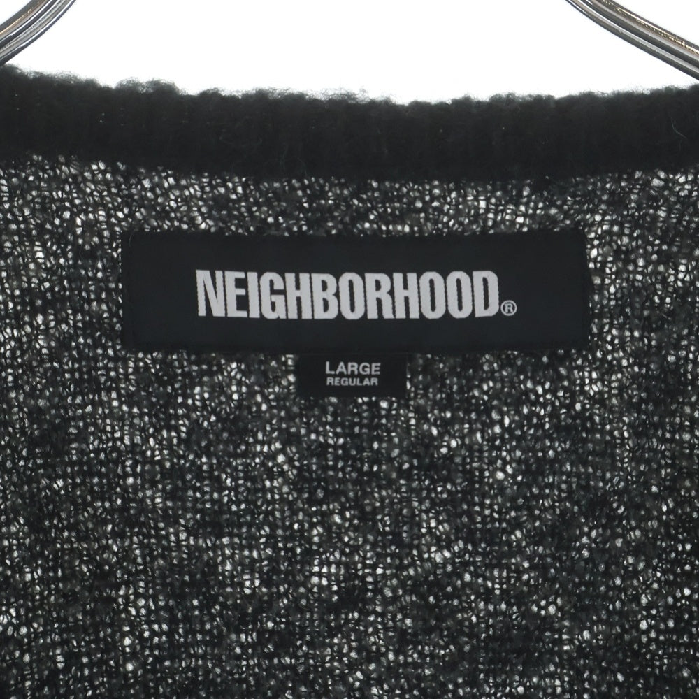 NEIGHBORHOOD(ネイバーフッド) 2AW MOHAIR CARDIGAN 222FUNH-KNM02 レオパード総柄 アクリル混 モヘア長袖ニットカーディガン グレー