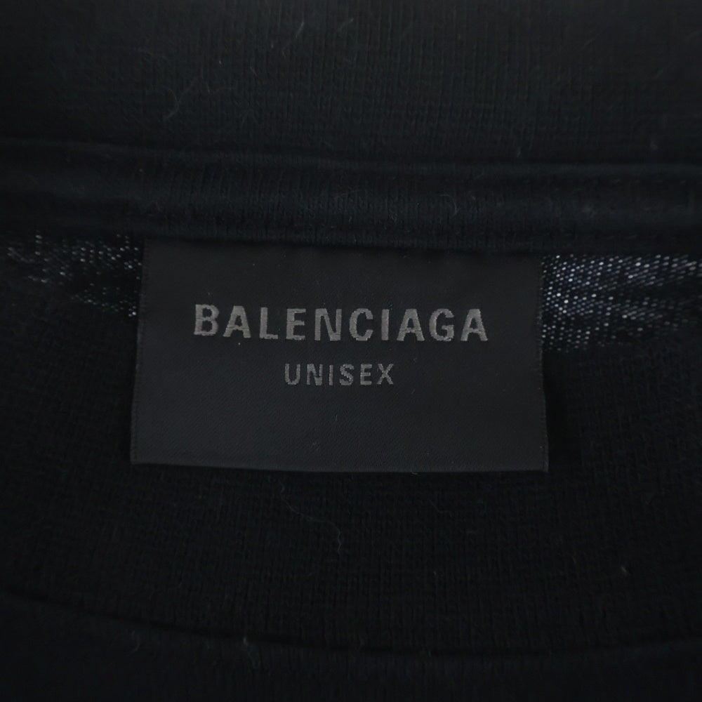 BALENCIAGA(バレンシアガ) 裾ロゴ オーバーサイズ クルーネックス半袖Tシャツカットソー ブラック 712398 TLVF3