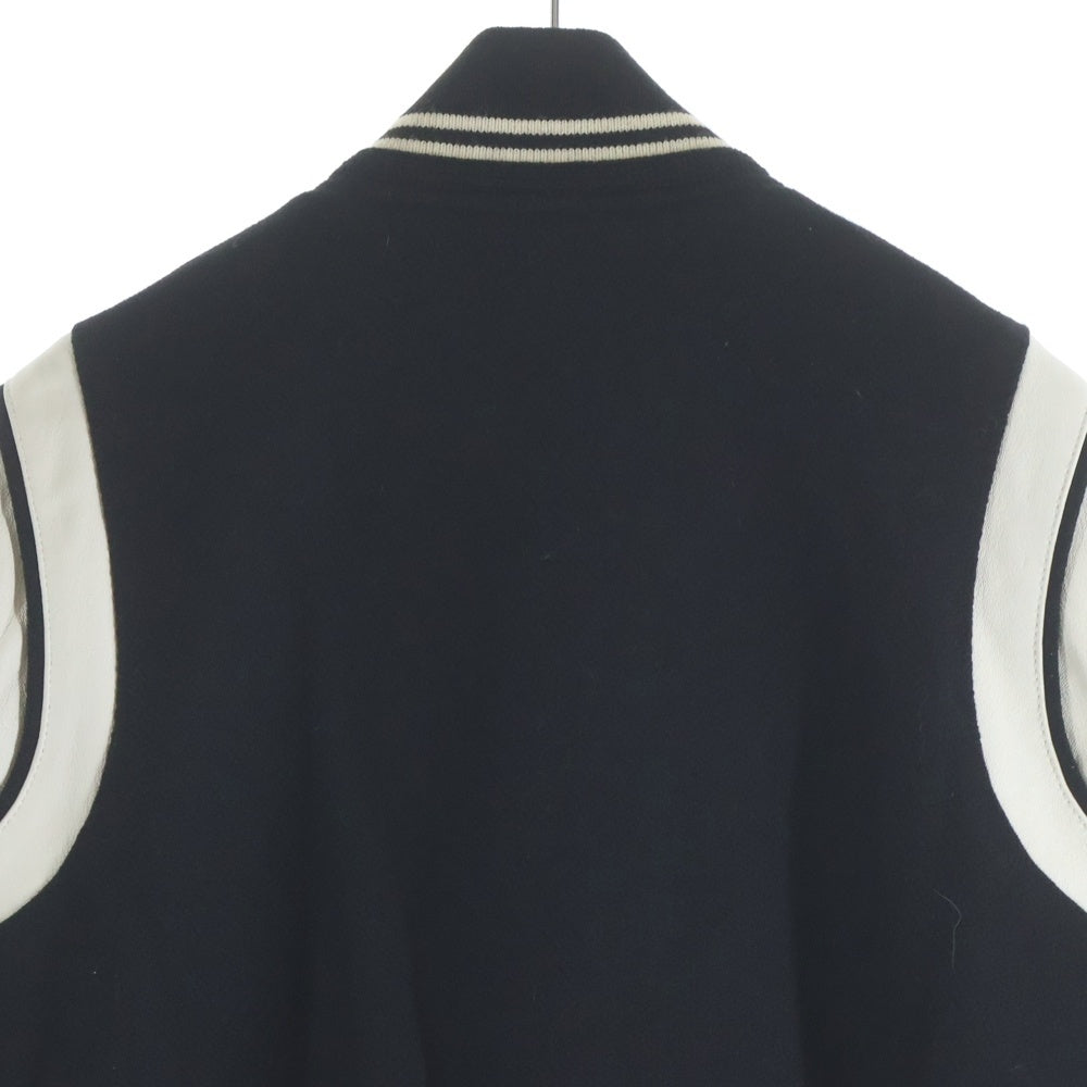 SAINT LAURENT PARIS(サンローランパリ) TEDDY JACKET テディジャケット レザートリムウールスタジアムジャンパー ブルゾン ブラック 354718 Y180W