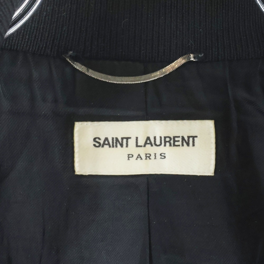 SAINT LAURENT PARIS(サンローランパリ) TEDDY JACKET テディジャケット レザートリムウールスタジアムジャンパー ブルゾン ブラック 354718 Y180W