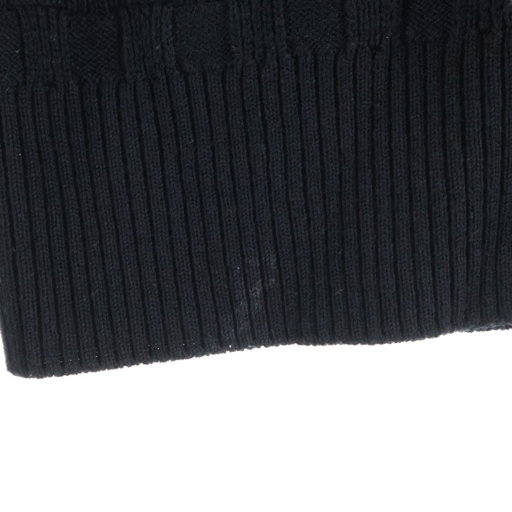 LOUIS VUITTON(ルイヴィトン) 20SS フロントレザーロゴパッチ ダミエ ジップ長袖ニットカーディガン ブラック HBN46WF99