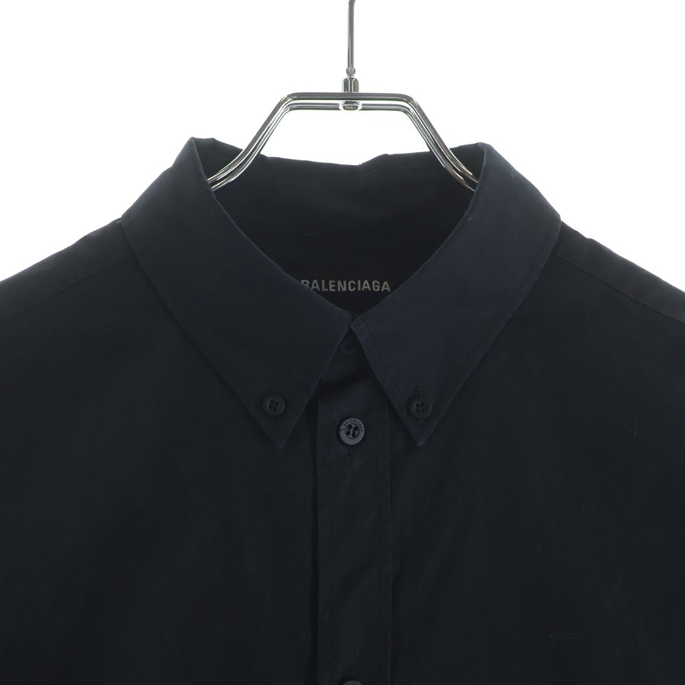 BALENCIAGA(バレンシアガ) 21AW QUEST LARGE FIT SHIRTS 671590 オーバーサイズ フロントロゴ刺繍長袖コットンシャツ ブラック