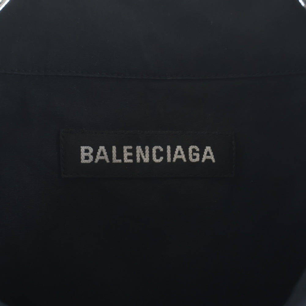 BALENCIAGA(バレンシアガ) 21AW QUEST LARGE FIT SHIRTS 671590 オーバーサイズ フロントロゴ刺繍長袖コットンシャツ ブラック