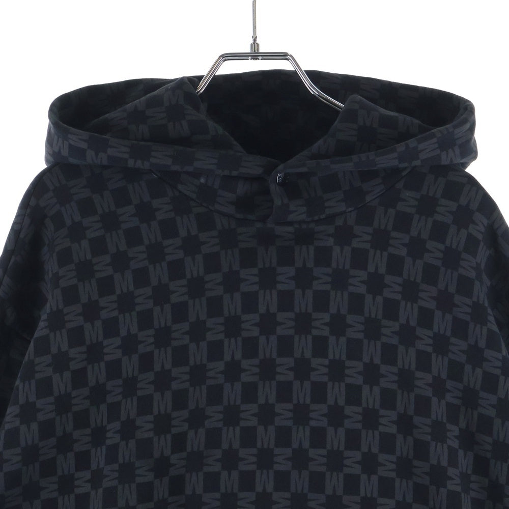MONCLER(モンクレール) 22AW HOODIE 総柄 プルオーバーパーカー フーディ ブラック H20918G00039 899TX