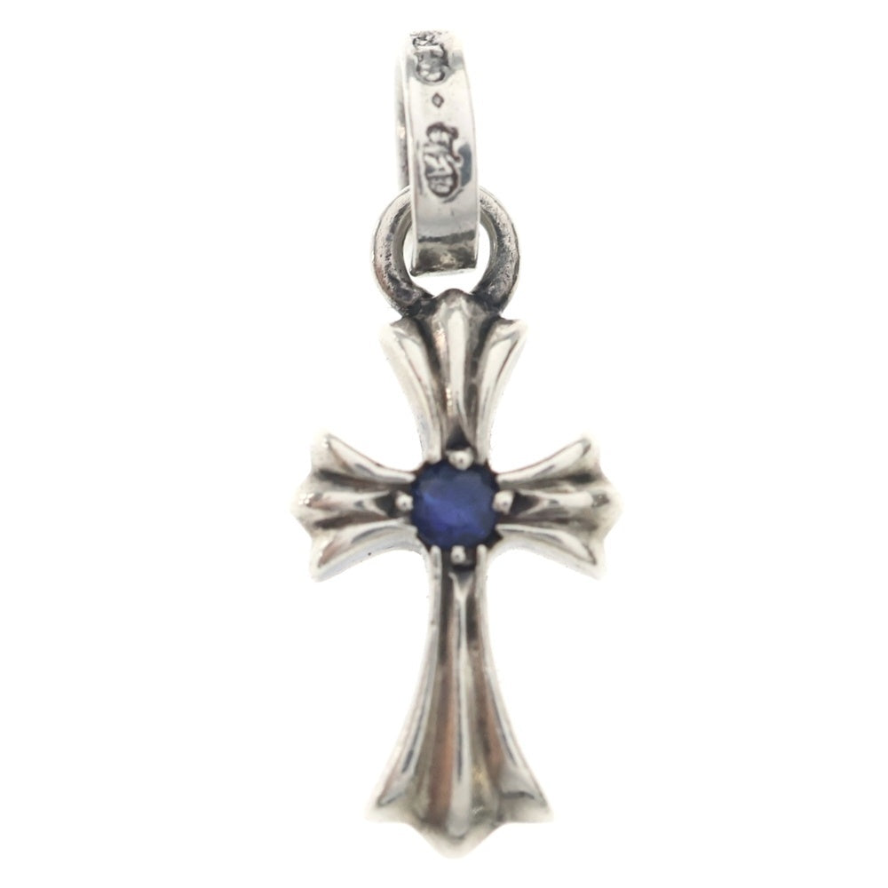 CHROME HEARTS(クロムハーツ) CRS BBYFAT SAP ベイビーファットクロス 両面1サファイア ペンダントトップ シルバー
