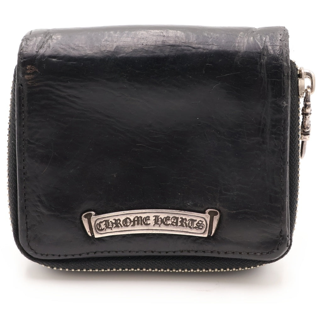 CHROME HEARTS(クロムハーツ) SQ ZIP BILL スクエアジップビル レザーウォレット 財布 ブラック BCA376