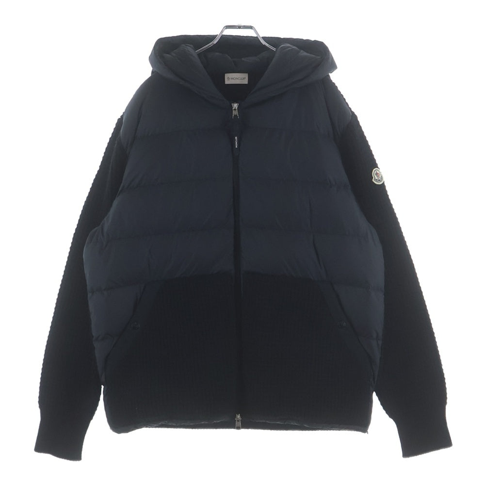 MONCLER(モンクレール) 25AW CARDIGAN TRICOT J20919B00031 ウール カシミヤ混 ジップアップニット切替ダウンジャケット ブラック
