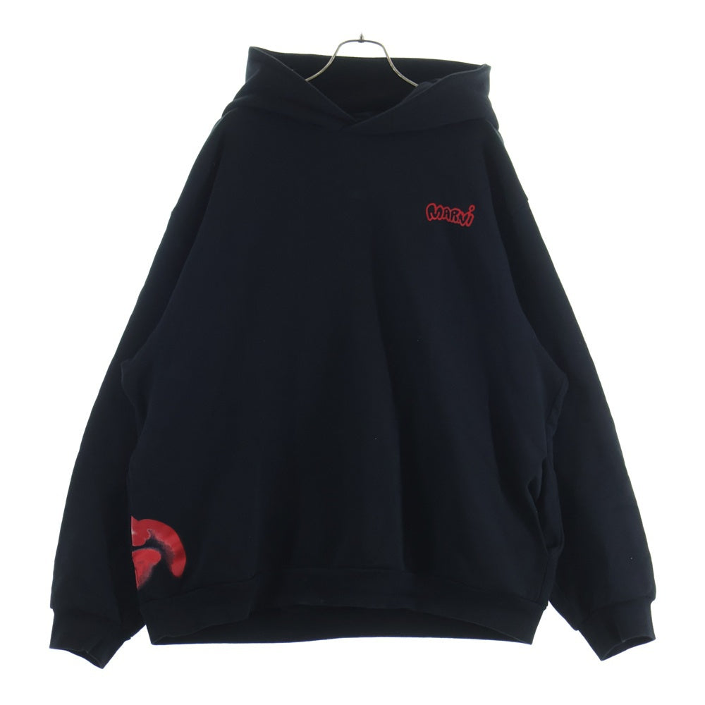 MARNI(マルニ) 25AW Piggy And Logo Print On Sweatshirt FUMU0067PV ピギー アンド バックロゴプリント プルオーバーパーカー フーディ ブラック