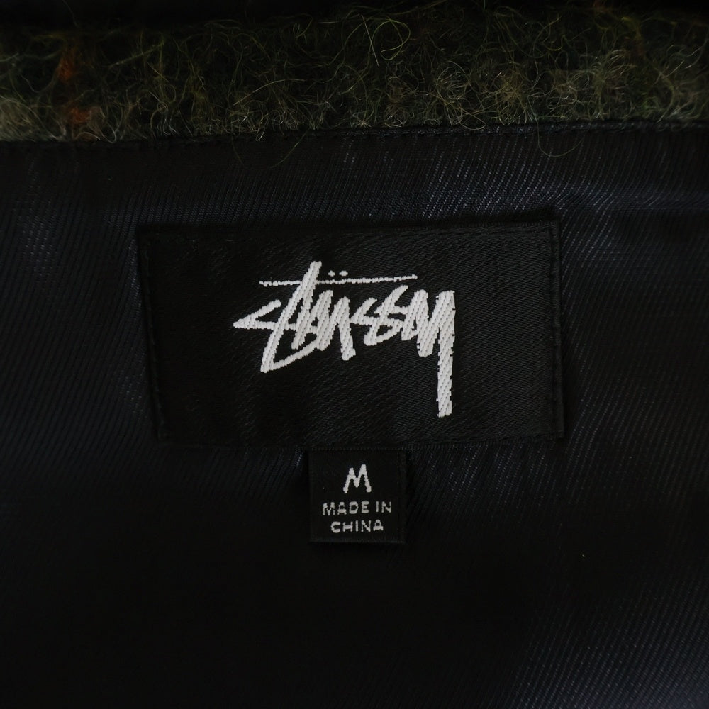 STUSSY(ステューシー) 23AW MOHAIR CLUB JACKE モヘア クラブ チェック柄ジップアップウールジャケット ブルゾンジャケット グリーン 115731