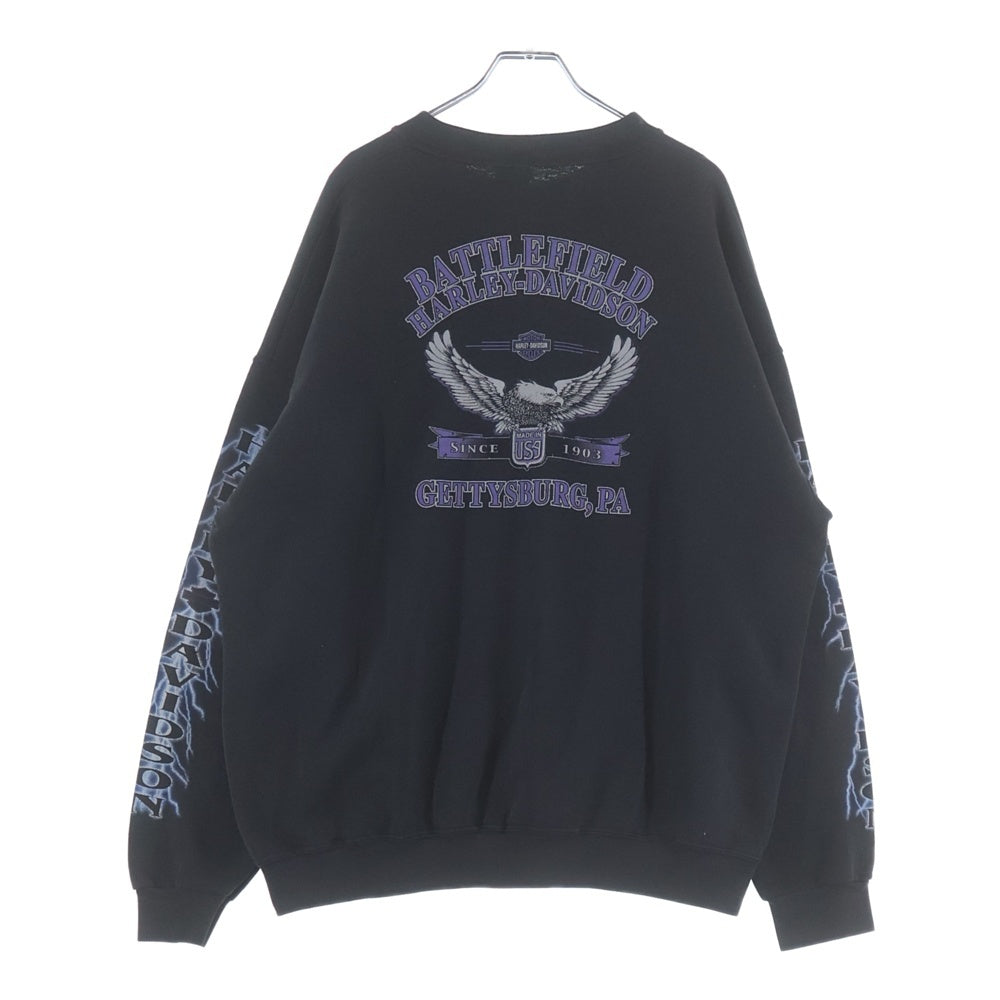 HARLEY DAVIDSON(ハーレーダビッドソン) 00S VINTAGE アームサンダープリント クルーネック長袖スウェットトレーナー ブラック