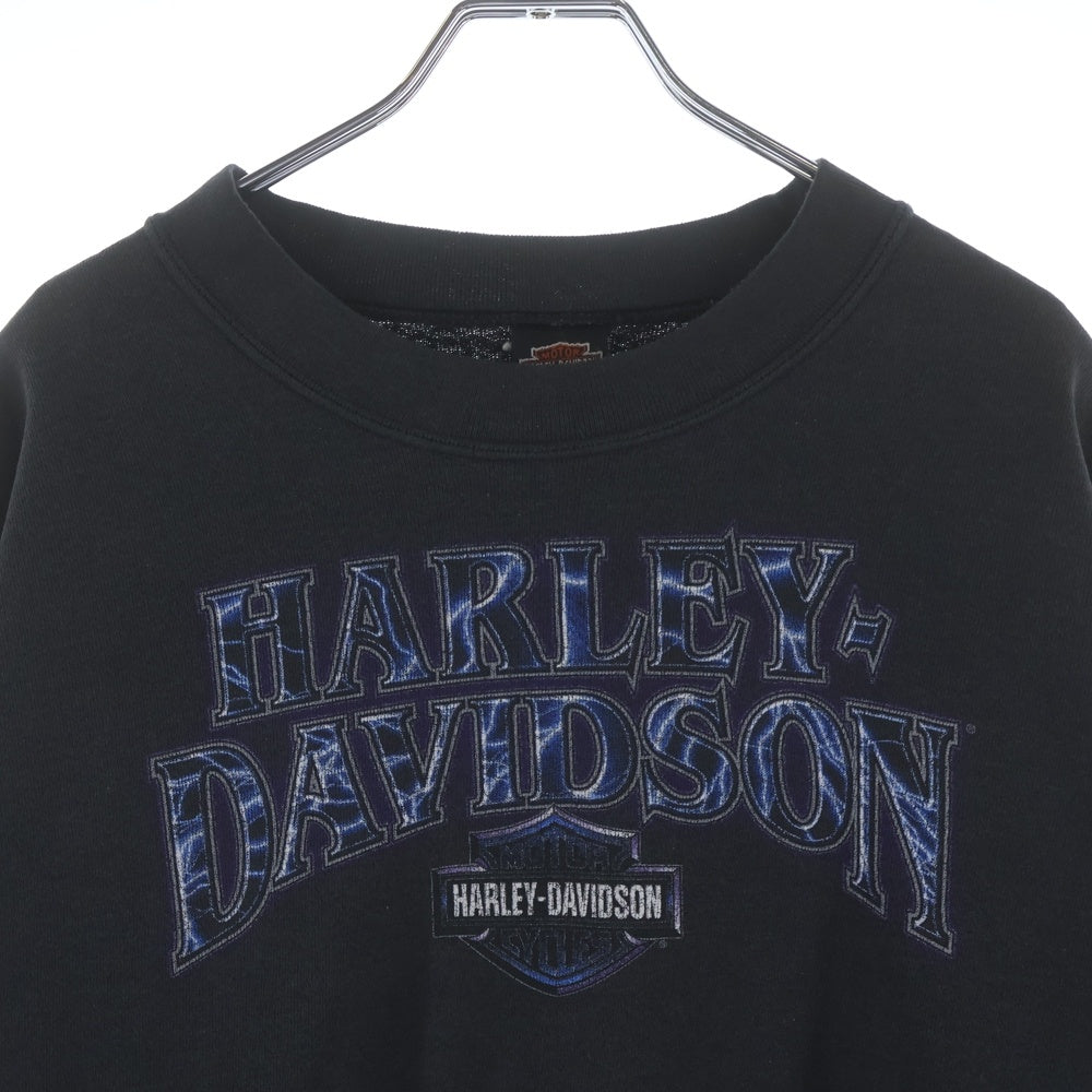 HARLEY DAVIDSON(ハーレーダビッドソン) 00S VINTAGE アームサンダープリント クルーネック長袖スウェットトレーナー ブラック