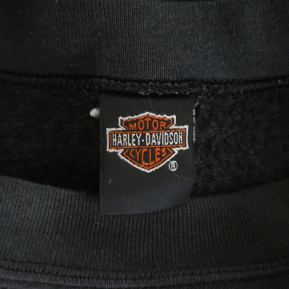HARLEY DAVIDSON(ハーレーダビッドソン) 00S VINTAGE アームサンダープリント クルーネック長袖スウェットトレーナー ブラック