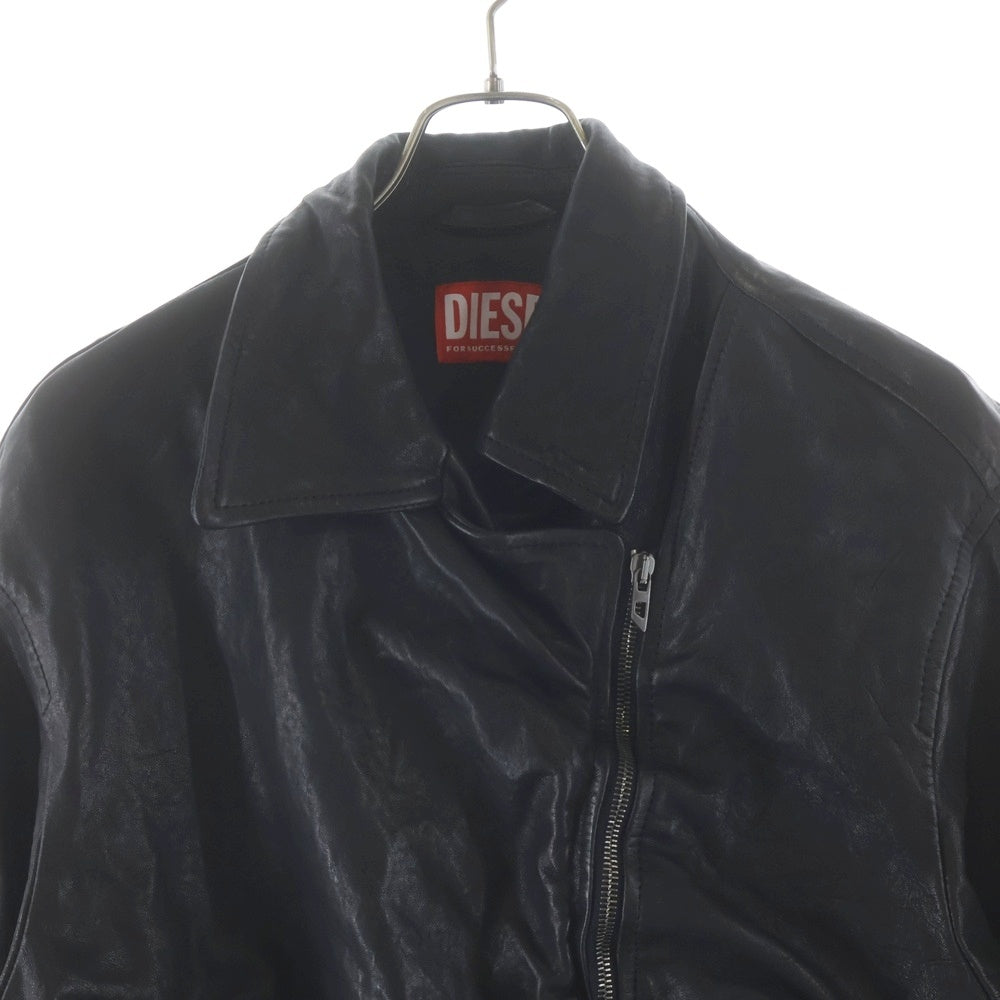 DIESEL(ディーゼル) L-OYS GIACCA ラムレザー クロップドライダースジャケット ブラック レディース A20741