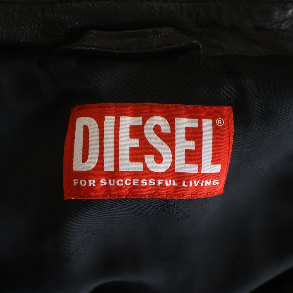 DIESEL(ディーゼル) L-OYS GIACCA ラムレザー クロップドライダースジャケット ブラック レディース A20741