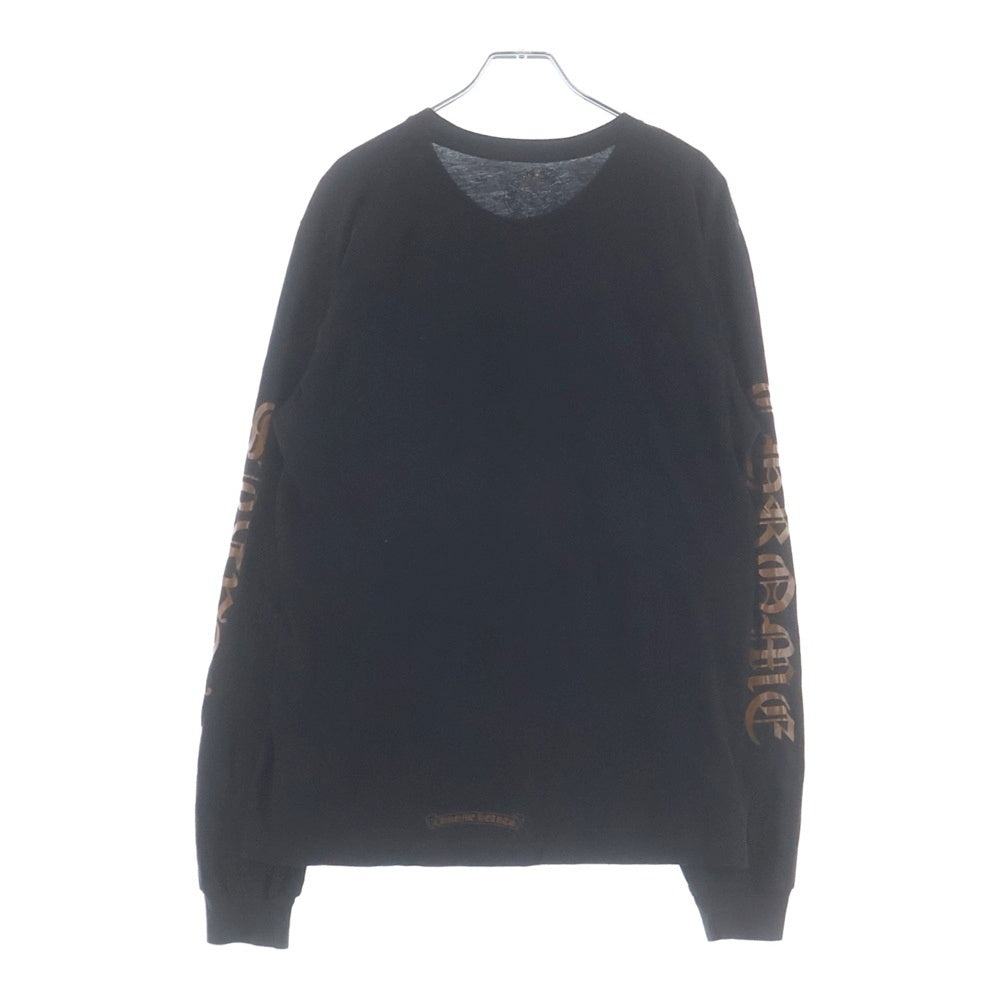CHROME HEARTS(クロムハーツ) Neck Logo L/S T-Shirt ネックロゴクルーネック長袖Tシャツカットソー ロンT ブラック/ブラウン