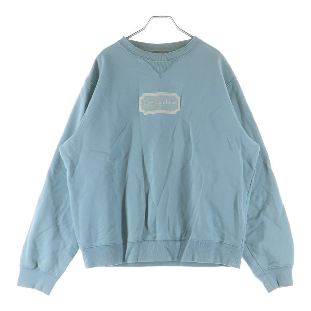 DIOR(ディオール) 23AW フロントロゴ刺繍 クルーネック長袖スウェットトレーナー ライトブルー 343J694A0531