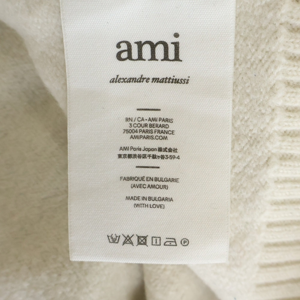 AMI Alexandre Mattiussi(アミアレクサンドルマテュッシ) 18AW フロントハートロゴ タートルネック ハイネックニットセーター アイボリー UKS002
