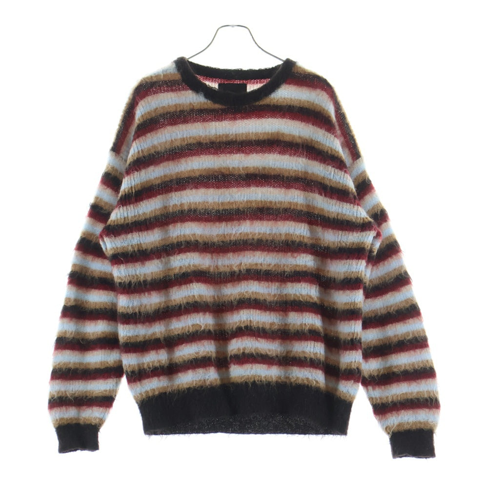 YOKE(ヨーク) 24AW MOHAIR BORDER SWEATER モヘア ボーダー クルーネックニット セーター ブラウン/レッド YK24FW0824S
