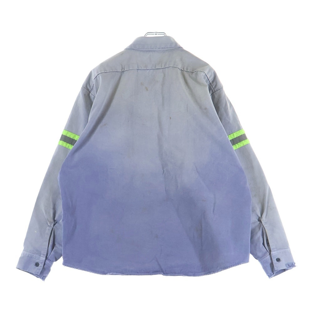 SAINT MICHAEL(セントマイケル) 26SS COTTON SHIRT ロゴ パッチ ダスト加工 長袖 シャツ パープル SM-MK8-0000-050