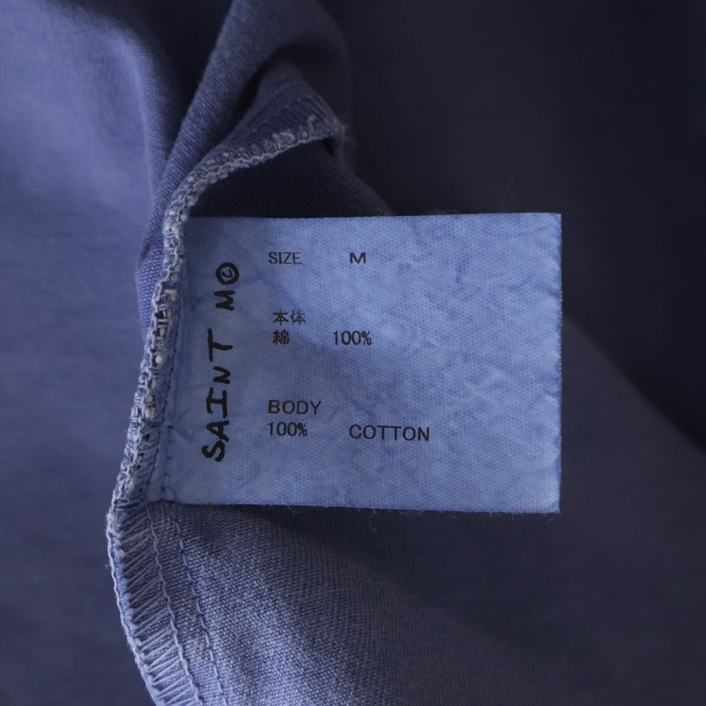 SAINT MICHAEL(セントマイケル) 26SS COTTON SHIRT ロゴ パッチ ダスト加工 長袖 シャツ パープル SM-MK8-0000-050