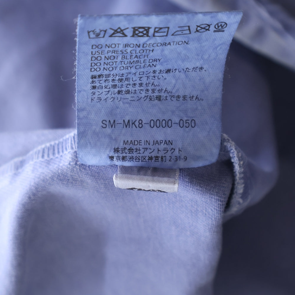 SAINT MICHAEL(セントマイケル) 26SS COTTON SHIRT ロゴ パッチ ダスト加工 長袖 シャツ パープル SM-MK8-0000-050